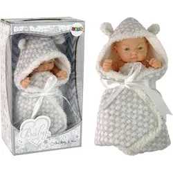 Lean Toys Süsse Puppe BECIK graue Kokarde