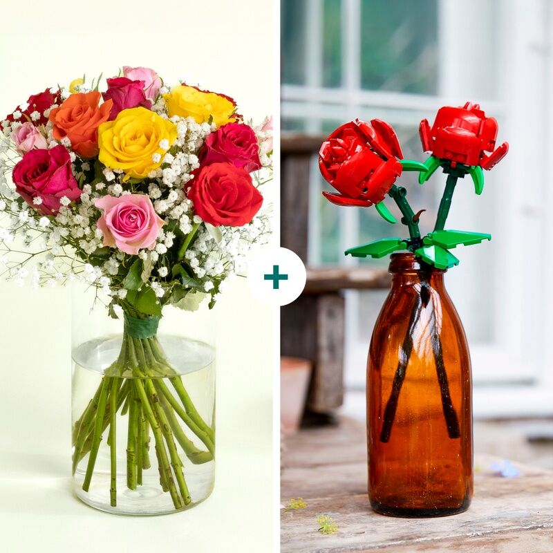 Bouquet de roses LEGO® : coffret LEGO Roses (40460) - Interflora