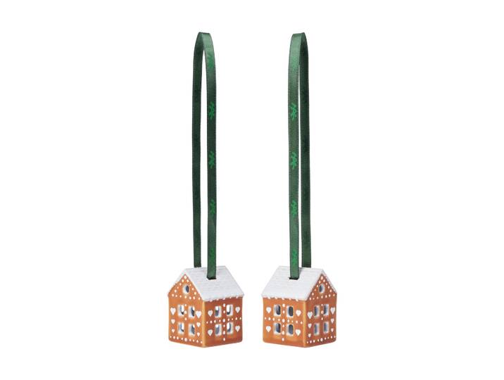 Kähler Décoration de Noël Gingerbread 5 cm, Lot de 2 Marron