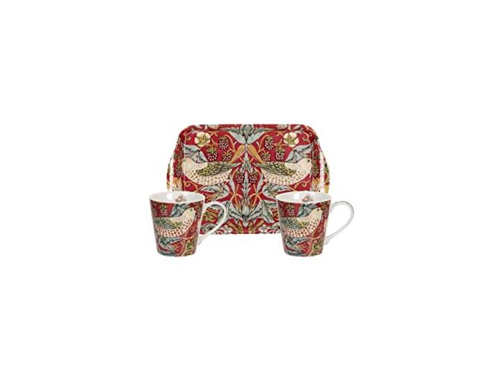 Portmeirion Home & Gifts Strawberry Thief Tasse et plateau rouge (rouge)