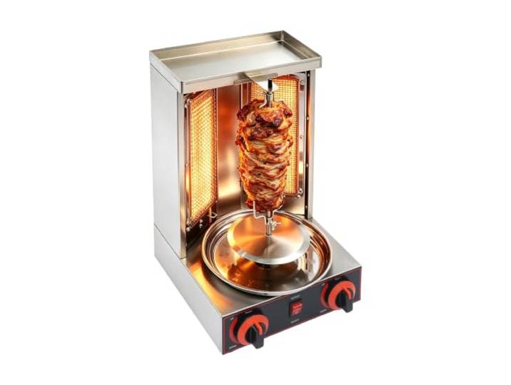 Dönergrill Dönerspieß,3000W Dönergrill mit 2 Brenner,Gyros Grill Vertikalgrill 220V, BBQ, Tischgrill, Vertikalgrill aus Edelstahl inkl,auch als Schaschlikgrill verwendbar - Silber
