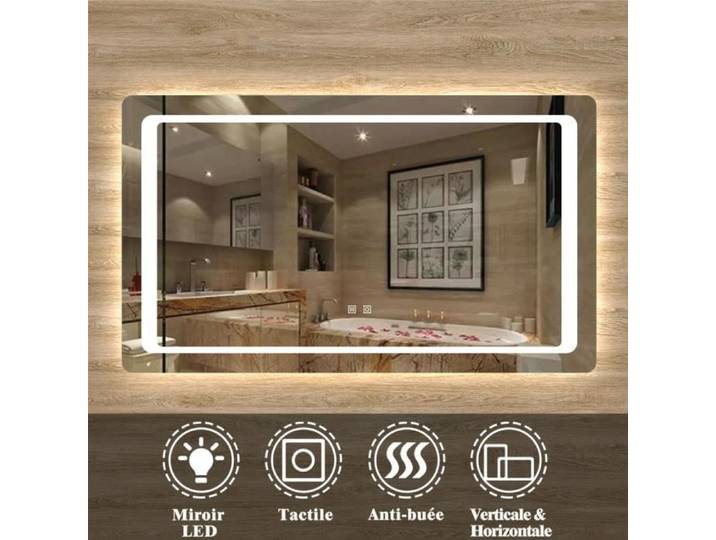 Miroir de salle de bain LED avec anti-buée - Silver Futura - 120x70cm - Aluminium et Verre