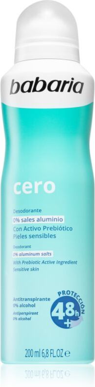 Babaria Deodorant Cero spray anti-transpirant pour peaux sensibles 200 ml