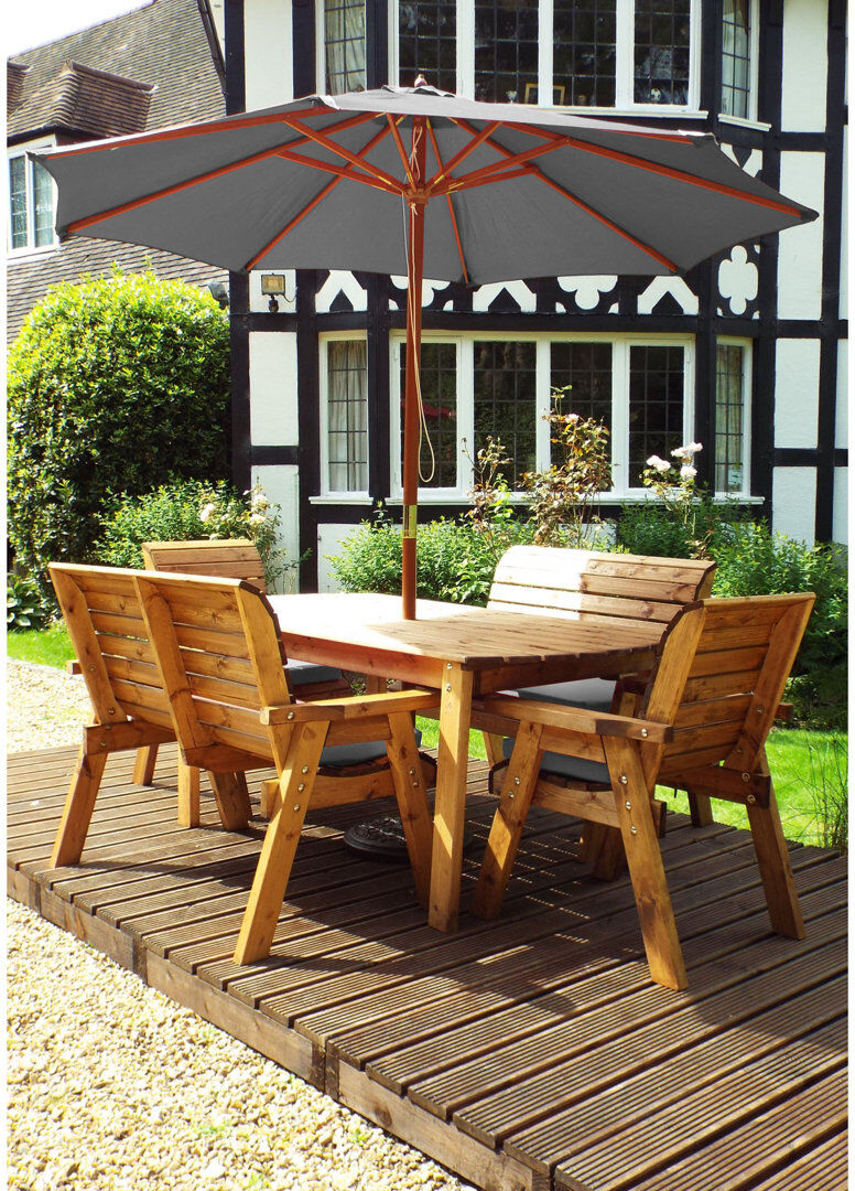 Union Rustic Faulk 6 - Person Wood Patio Dining Set with Rectangular Table , Cushions Included Grey 6