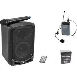 Omnitronic Set WAMS-65BT + Taschensender inkl. Headset + Akku (Aktiv), PA Lautsprecher, Schwarz