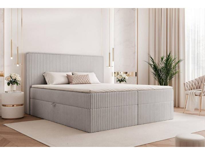 Compleo Boxbett mit zwei Bettkästen, Topper als Option, Cordstoff, Polsterbett, T30-Schaum, Cord Bett