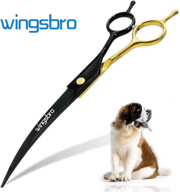 Inspire Picks 7.5 Inch Professional Curved Dog Grooming Scissors For Precision Pet Trimming black Gold