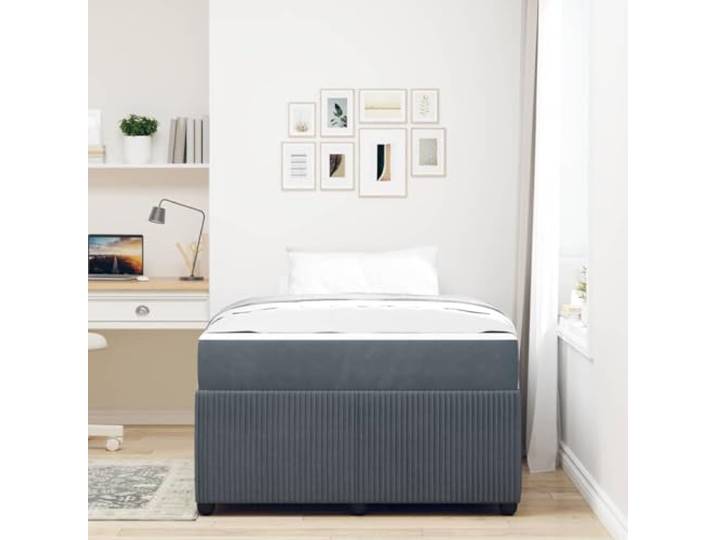 KTHLBRH Bettgestell dunkelgrau 120 x 190 cm Technisches Holz, feste Latten, robuste Halterung, modernes Design für Zimmer