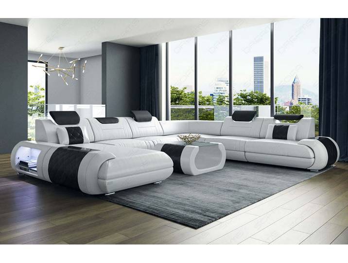 XXL Wohnlandschaft Rimini U-Form aus Leder