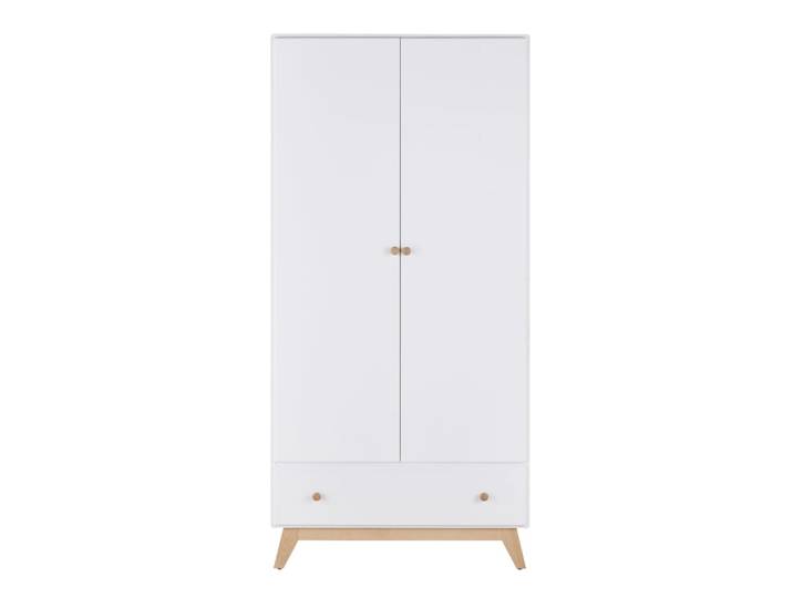 Kinderkleiderschrank mit 2 Türen und 1 Schublade, weiß