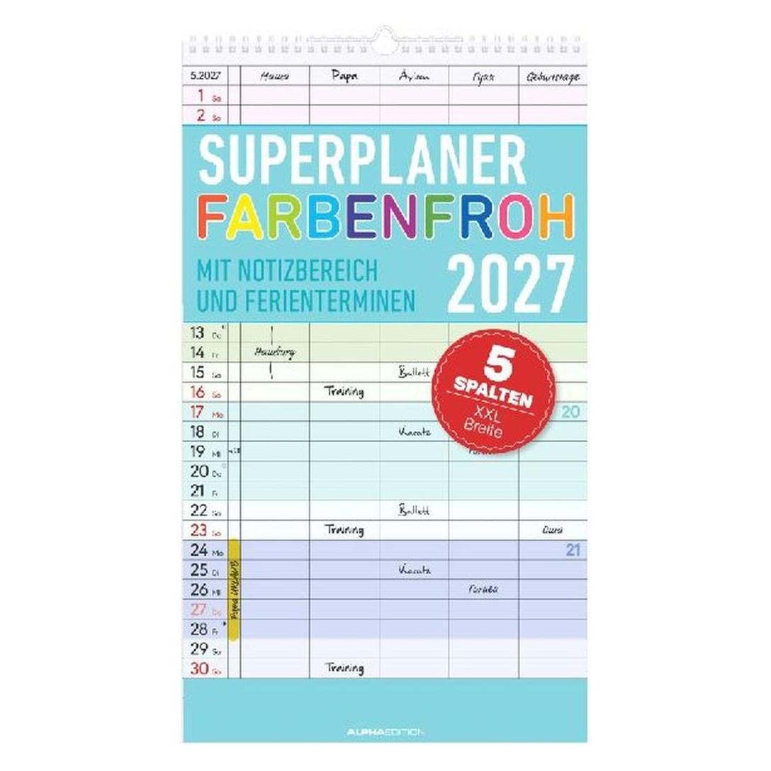 Alpha Edition Superplaner Farbenfroh - 5 Spalten 2027 (Spezial) (162901)