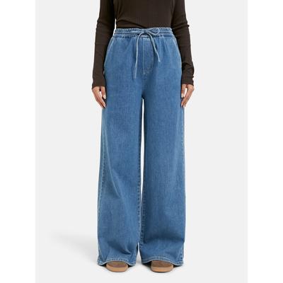 Weite Jeans SMITH & SOUL, Damen, Gr. 28, blau (light denim), Denim/Jeans, Material: 98% Baumwolle, 2% Elasthan, unifarben, regular fit, Jeans, mit Elastikbund