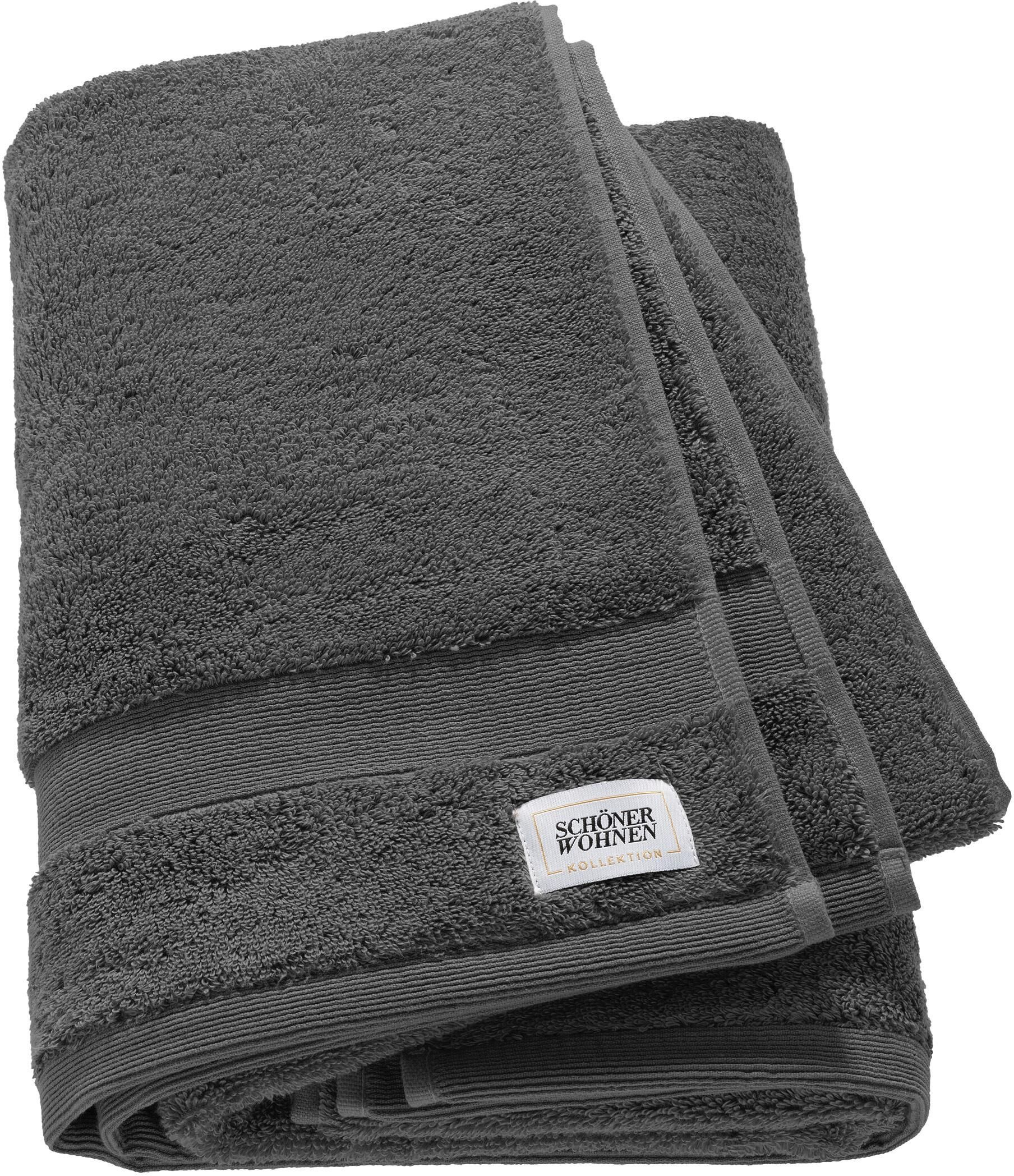 Badetuch "Cuddly", grau (anthrazit), B:70cm L:140cm, Frotteevelours, Obermaterial: 100% Baumwolle, SCHÖNER WOHNEN-KOLLEKTION, Handtücher, Badetuch, in unterschiedlichen Farben anthrazit B/L: 70cmx140cm, 1 Stk., Duschtuch 70 x 140cm, Frotteevelours