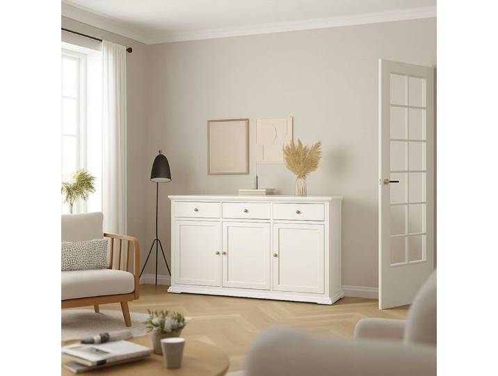 Buffet Asola Dmora en Bois Mélaminé Blanc 46 1x143 7x91 66h cm