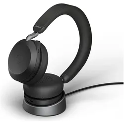 Jabra Evolve2 75 UC Stereo + Ladestation (Kabellos, USB-A, Microsoft Teams, Skype), Office Headset, Schwarz