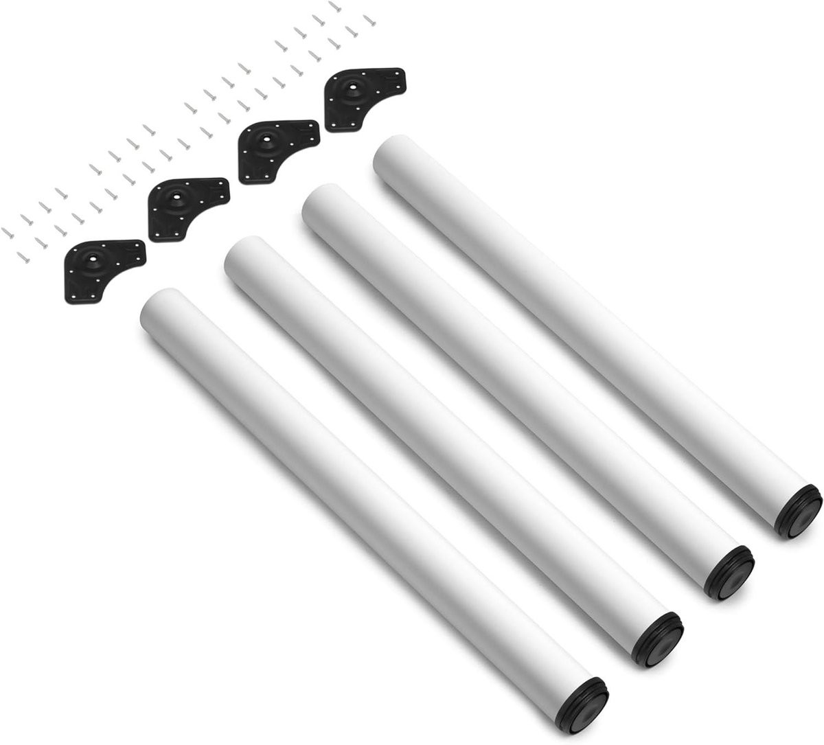 In hoogte verstelbare tafelpoten set wit Ø60x710mm