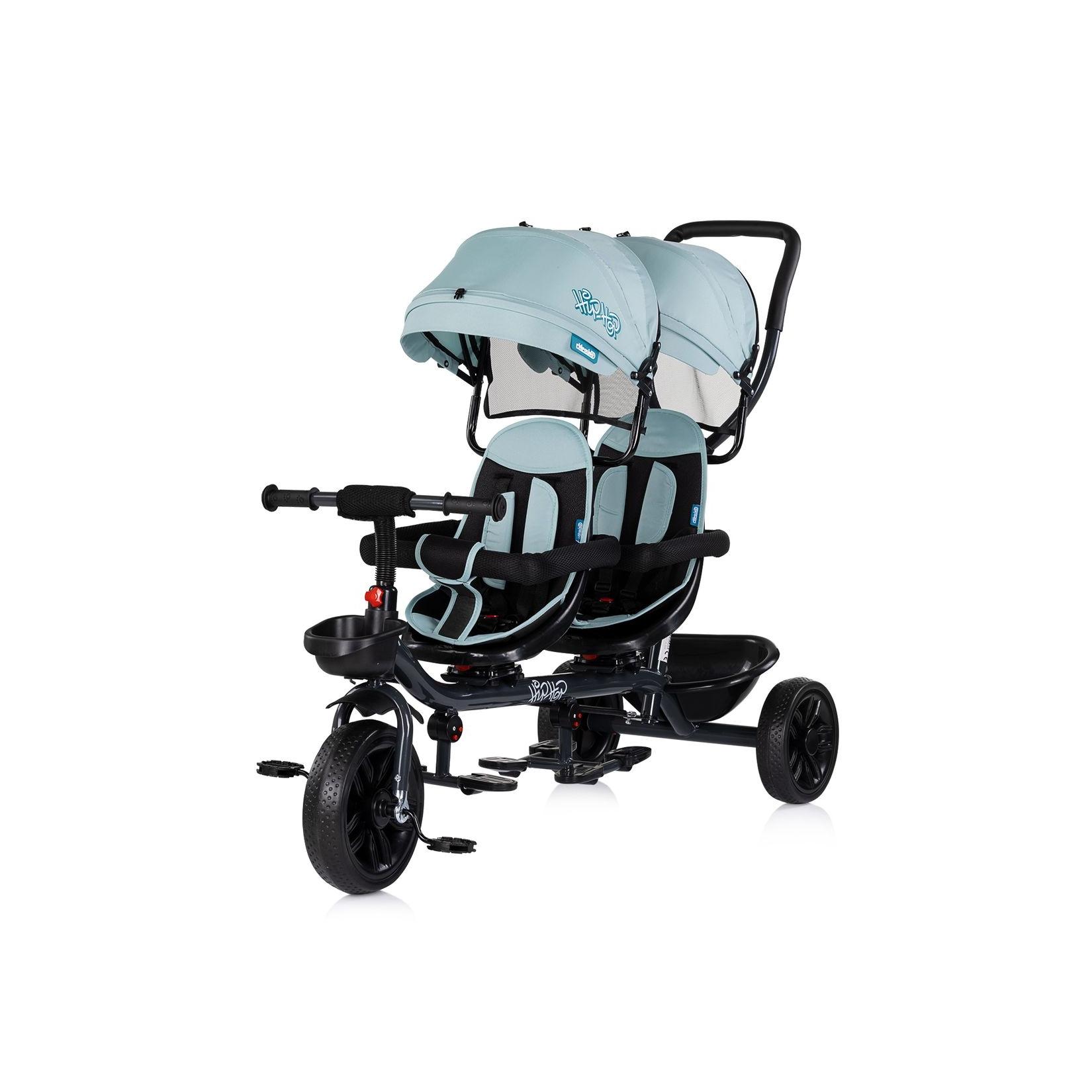 Chipolino Zwillingsdreirad Hip Hop, zwei Kinder, bis 40 kg, Sitze 360° drehbar hellblau