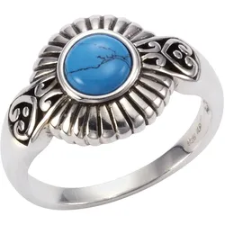 Zeeme Gemstones Ring Silber 925 oxidiert mit Türkis 6mm