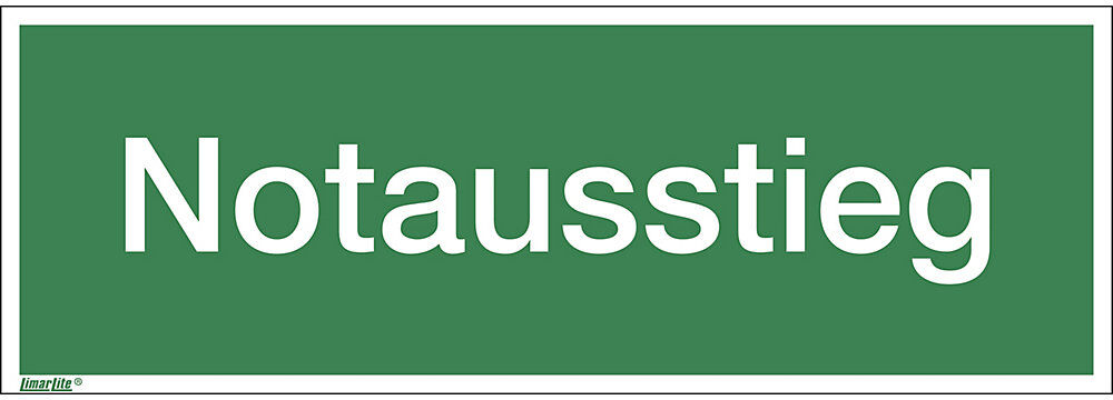 kaiserkraft Kombizusatzschild mit Text für Rettungszeichen, Notausstieg, Folie, VE 10 Stk, Folie, langnachleuchtend, LxHxT 400 x 140 x 0,4 mm