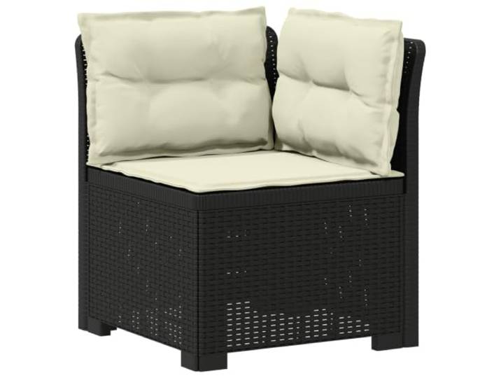 Makastle Ecksofa mit Kissen PP Rattan-Look Anthrazit 62x62x70cm