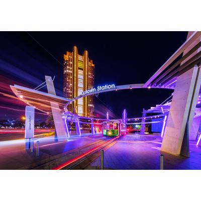Fototapete PAPERMOON "Photo-Art MICHAEL ZHENG, UPTOWN DALLAS", bunt, B:4m L:2,6m, Vlies, Tapeten