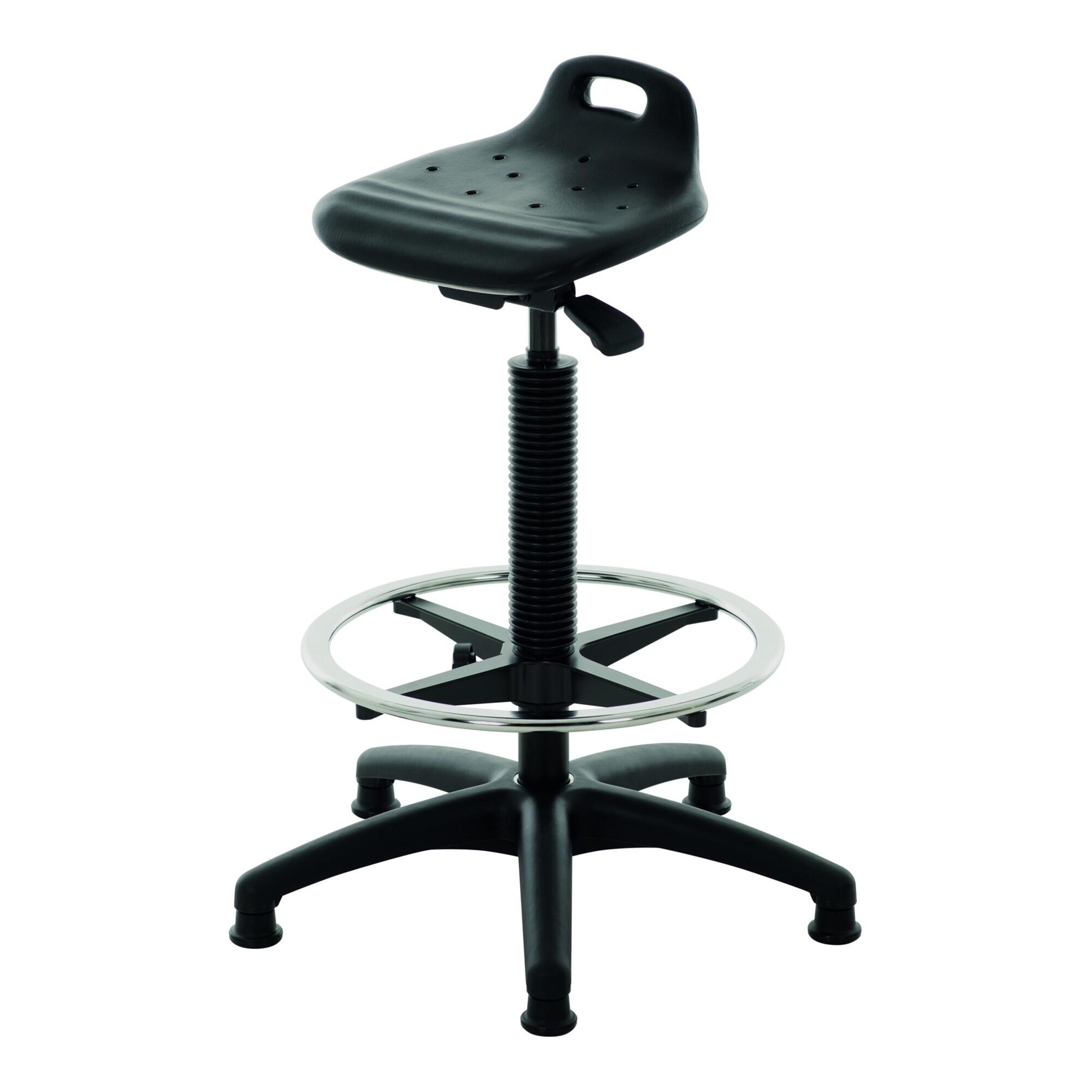 STIER Stehhilfe mit Gleitern und Fußring Sitzhöhe 570-820mm PU-Sitz mit Tragegriff (905710)
