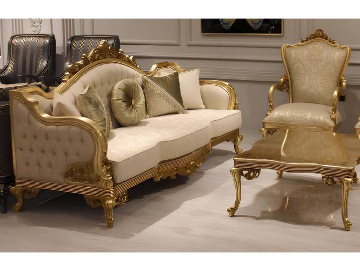 Xlmoebel Polstergarnitur Designer-Sofa aus hochwertigem Textil in neutralen Farben, (Polstergarnitur, 2-tlg., Sofa 3-Sitzer / Sessel), Hergestellt in Europa