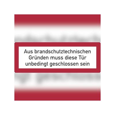 Feuerwehrschild, Aus brandschutztechnischen Gründen... - DIN 4066 - 297x105 mm Folie selbstklebend