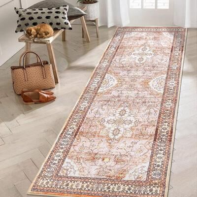 Garvee Vintage Oriental Medallion Border Area Rug