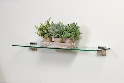 Wallscapes Capri Clear Glass Wall Shelf with Crowne Brackets