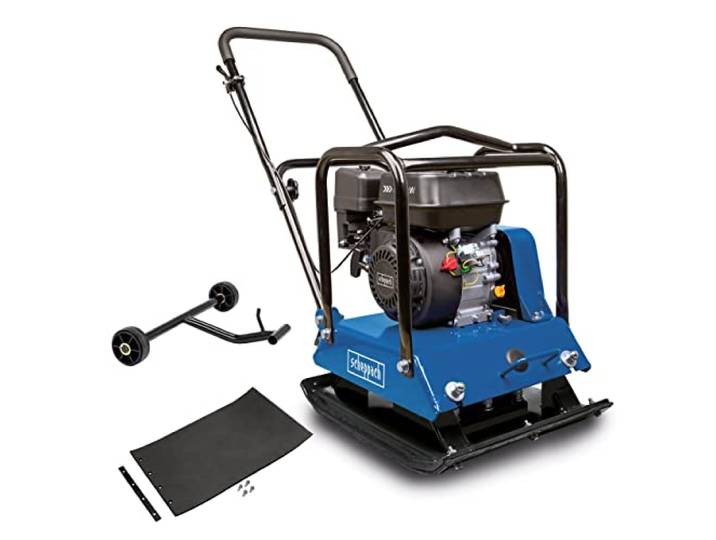 Scheppach Plaque Vibrante Thermique HP1800S Compacteur 6\,5 CV Pression de compactage 23kN Profondeur de compactage 30cm Vitesse 25m/min Tapis en caoutchouc & dispositif de déplacement
