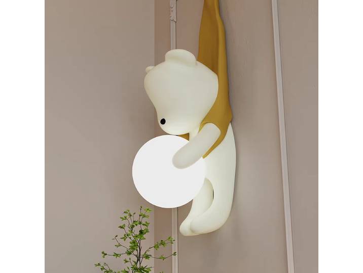 Nouvelle Lampe Murale Ours Cartoon Style Crème Français Éclairage Créatif Décoration Maison pour Chambre d'Enfant Chevet LED