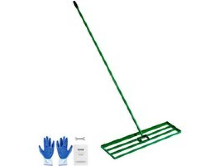 VEVOR Rasen Nivellierrechen 1215x252 mm, Rasenrakel mit 198 cm Langem Stahlstiel, Rasenglätter Inkl. Gartenhandschuhe, Rasennivelliergerät, Geeignet für Garten, Golfrasen & Landwirtschaft