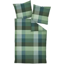 Janine, Bettwäsche, Feinbiber Bettwäsche Davos 65131 grünblau (Bettwäsche Set, 80x80 cm)