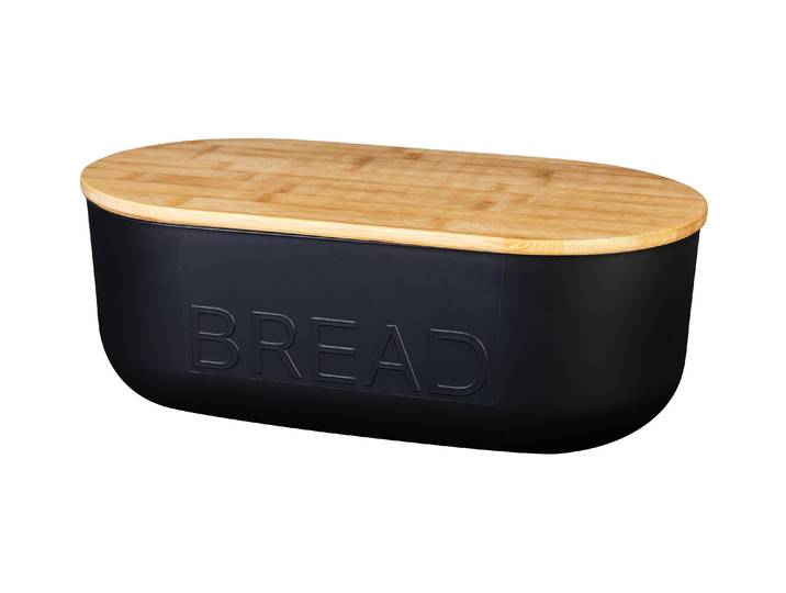 Brotkasten FURBER Schwarz , schwarz, B:35cm H:12cm, Holz, Polyprophylen (PP), Lebensmittelaufbewahrungsbehälter, Brotkasten