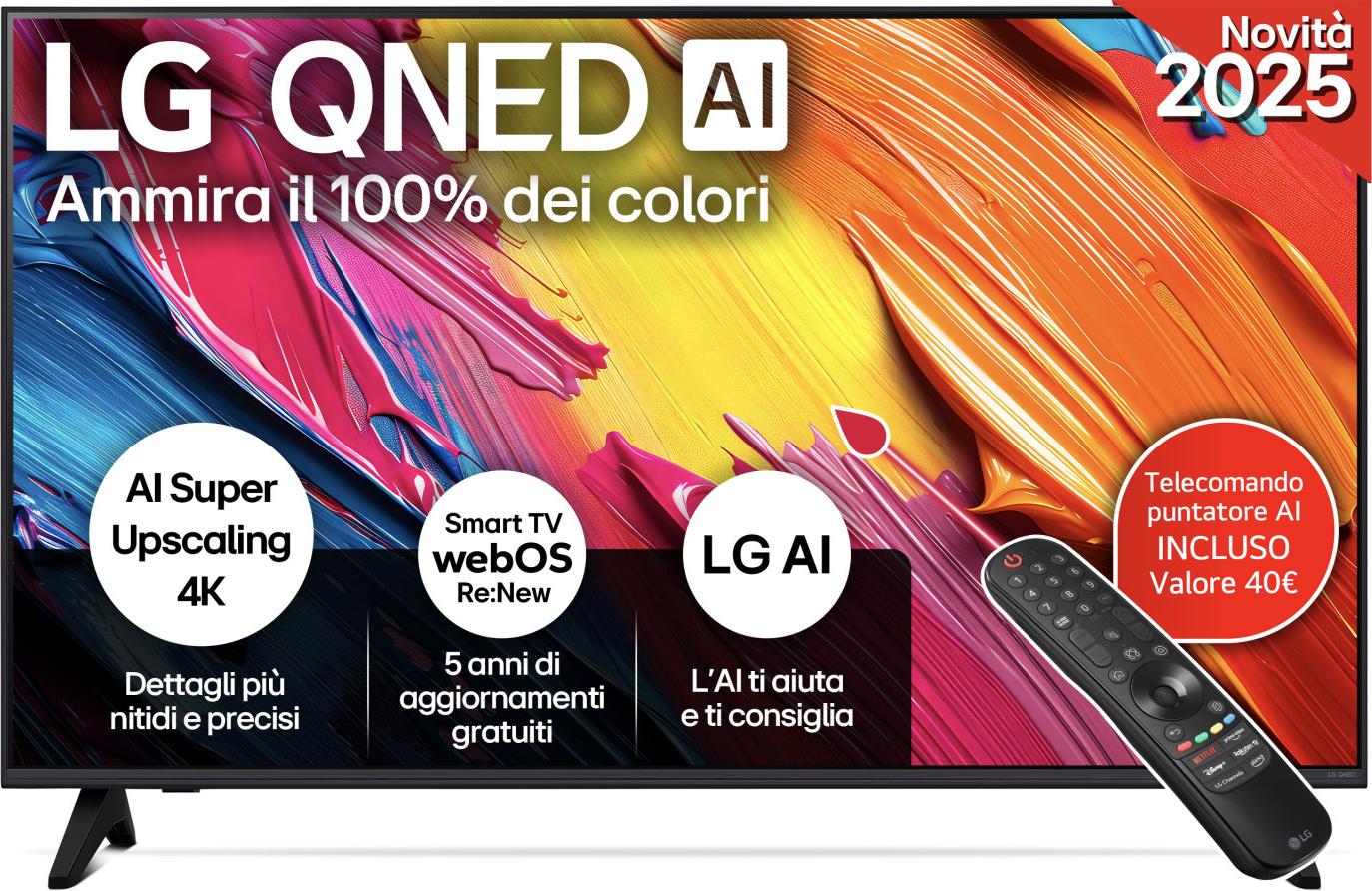 LG QNED AI 43QNED70A6A, 109,2 cm (43"), 3840 x 2160 Pixel, QNED, Smart-TV, WLAN, Schwarz