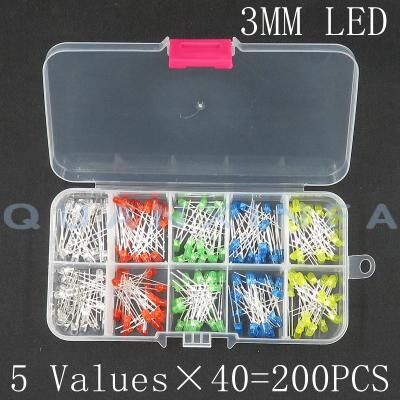 Inspired Living 100PCS LED Assortment Kit 3mm & 5mm Super Bright Round LEDs In 5 Colors For DIY Electronics 3mm Box 200pcs