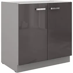 Küchen Unterschrank 80 Hochglanz Grau Küchenzeile Küchenblock Küche Grey Bianca