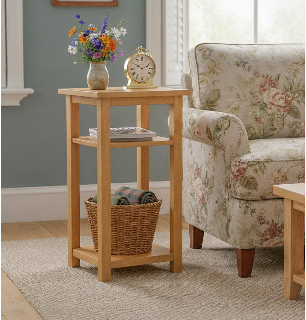 Natur Pur End Table Oak Wood 75cm H X 43.8cm W X 33.8cm D