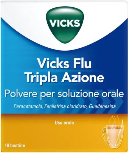 Vicks Flu Tripla Azione Polvere Paracetamolo 10 Bustine