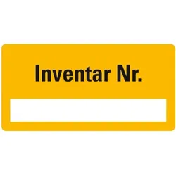 Inventaretikett Inventar Nr., einzeilig, gelb, Dokumentenfolie, 40x20mm, 16/Bogen