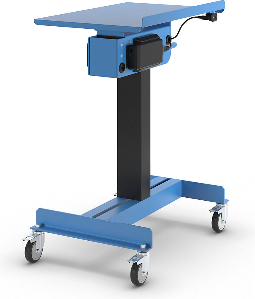 E-Materialständer, Höhe 770 - 1270 mm, Plattform-LxB 600 x 400 mm, mit Ladefläche eurokraft pro