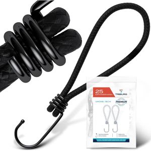 TRIBURG Planenspanner Expanderhaken, 25 Stück, mit Haken, für Planen, Zelte & Werbebanner, 15cm