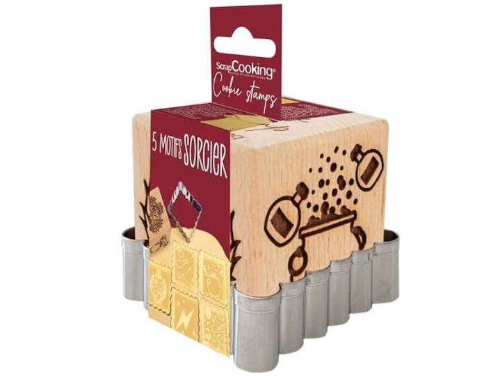Houten koekjesstempel Tovenaar + snijmachine