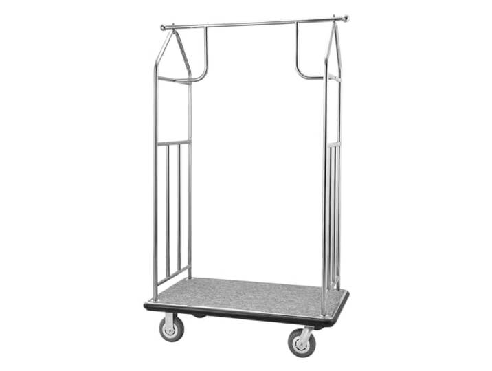 VEVOR Chariot à Bagages Hôtel\, 362 kg\, Chariot à Plate-Forme de Concierge\, Finition INOX Brossé\, avec Moquette Grise\, Roues Caoutchouc 15\,24 cm\, Porte-Bagages pour Hôtels\, Condos\, Complexes Hôteliers