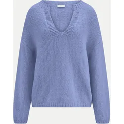 Strickpullover mit V-Ausschnitt Blau 36