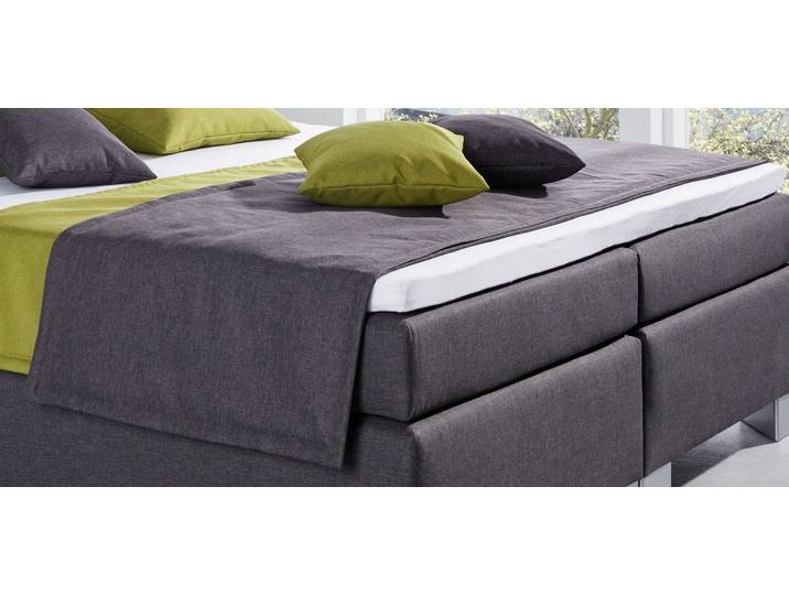 Tagesdecke HAPO Plaid , grau (anthrazit), B:220cm L:70cm, Polyester, Tagesdecken, Tagesdecke, beidseitig Stoff mit Vliesswatte versteppt