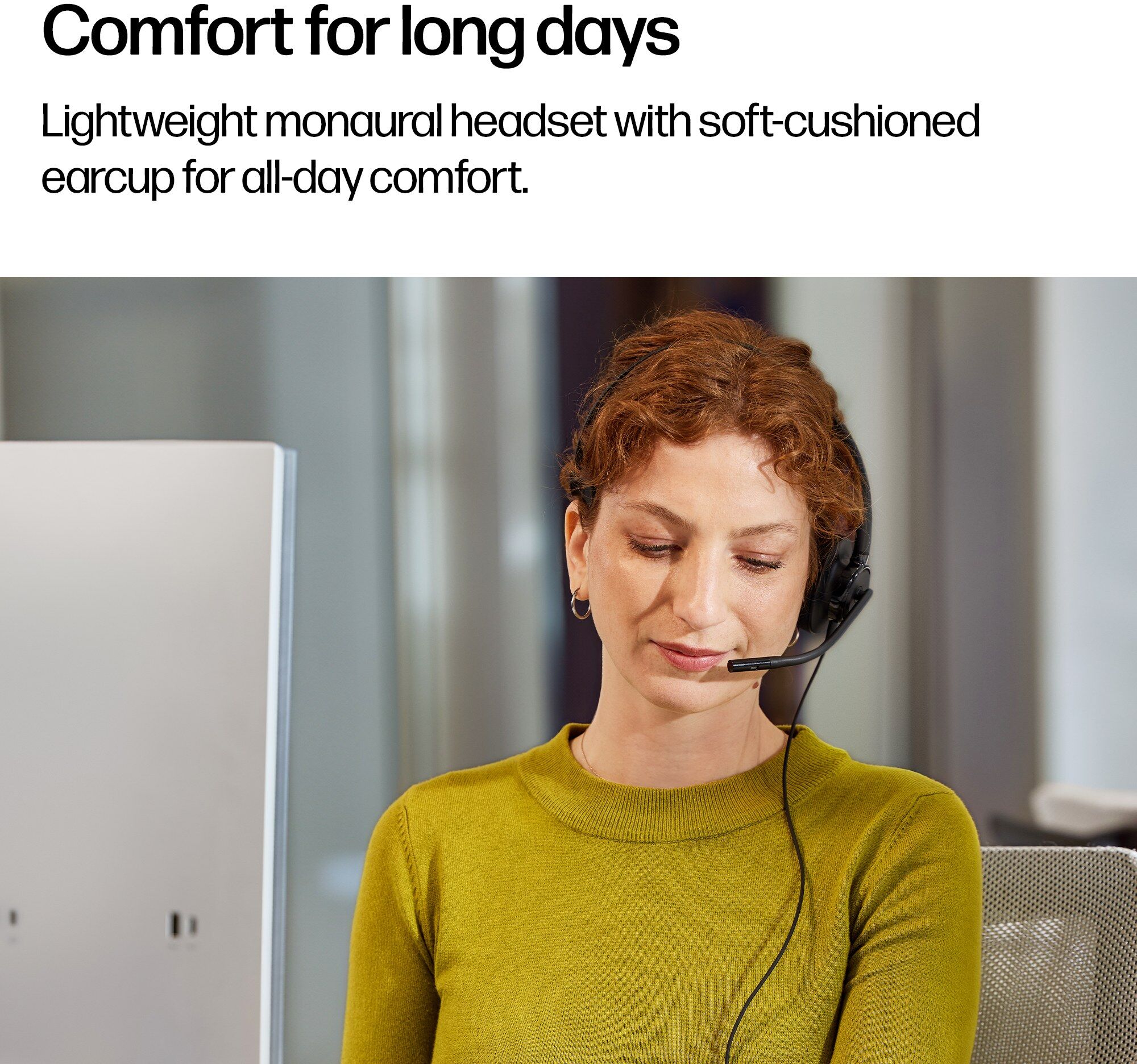 HP Poly Mission 415 Monaural USB-C Wired Headset with USB-A Adapter (C01B2AA)