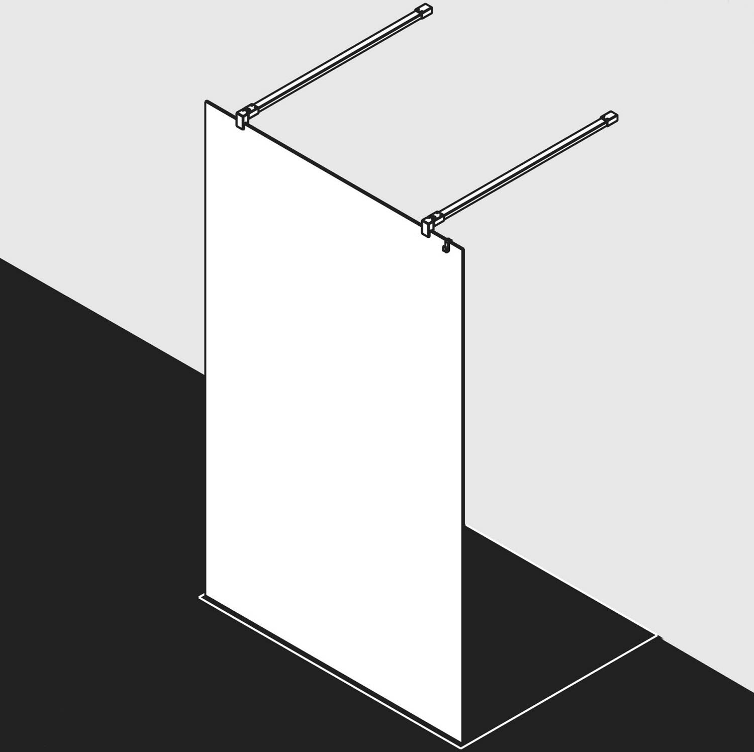 Kermi Dark Edition WALK-IN XB freistehende Glaswand 120 x 200 cm, inkl. Stabilisierung rund
