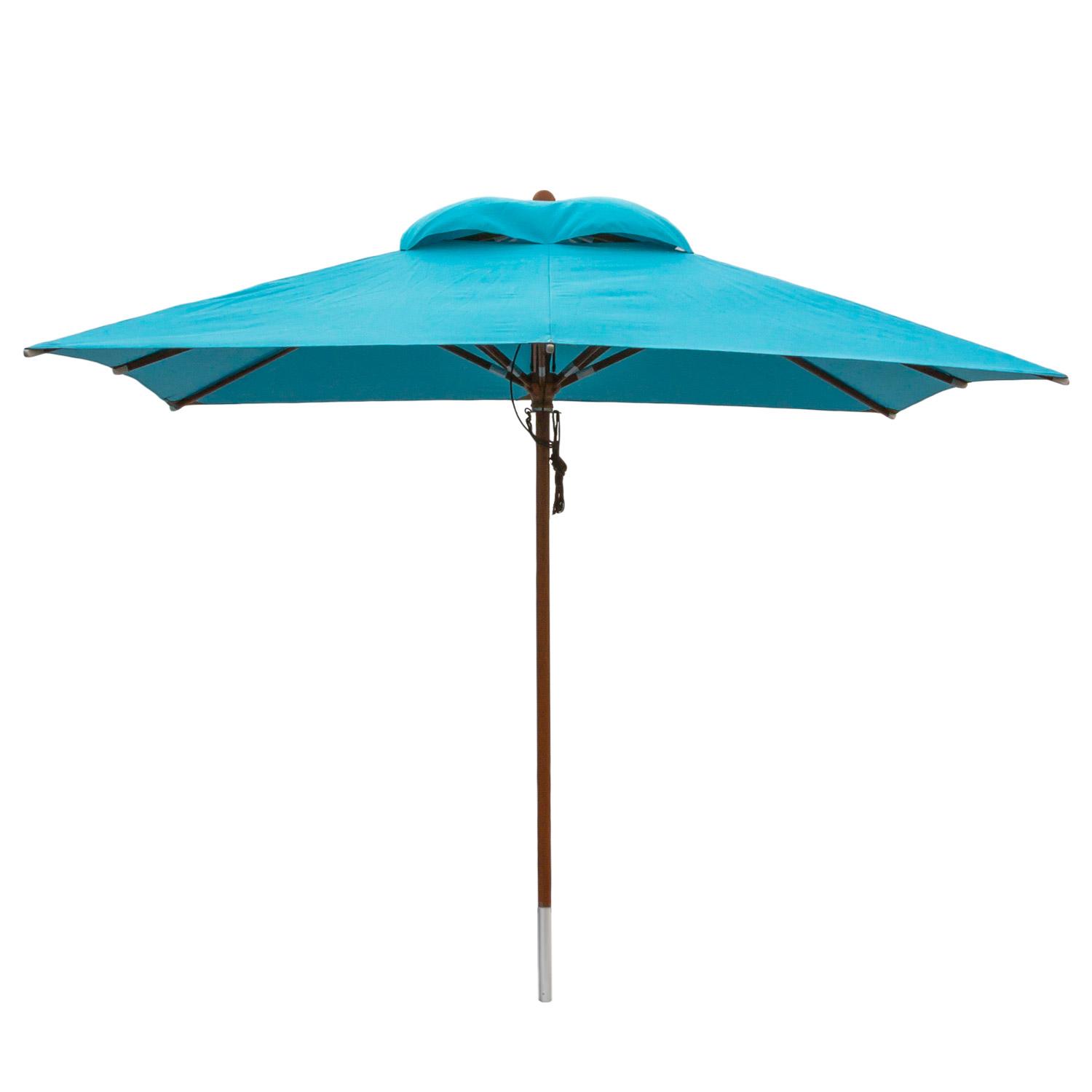anndora Sonnenschirm mit Holz Gartenschirm 3x3m eckig Himmelblau Hellblau Winddach UV-Schutz - Ohne Teleskop | Himmelblau